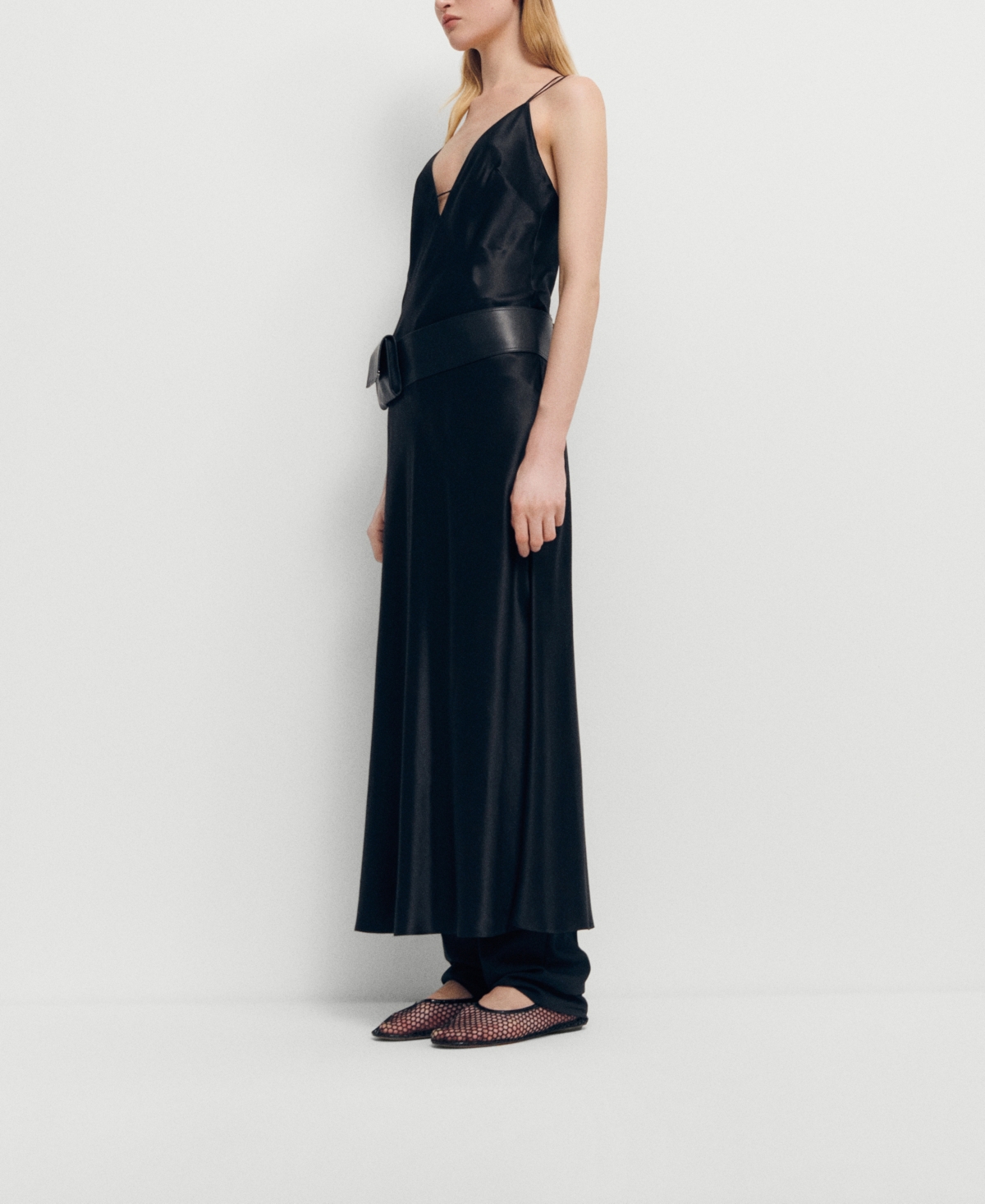Shop Mango Women's Silk Lingerie Dress In Black