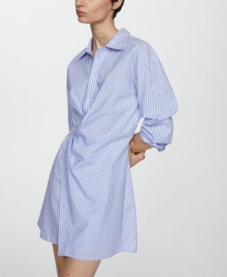 mango blue shirt dress MANGO Women's Striped Shirt Dress