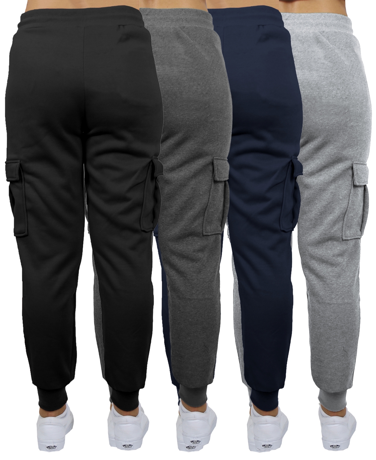 Carol Vee Women's Heavyweight Loose Fit Fleece-Lined Cargo Jogger Pants-4PK