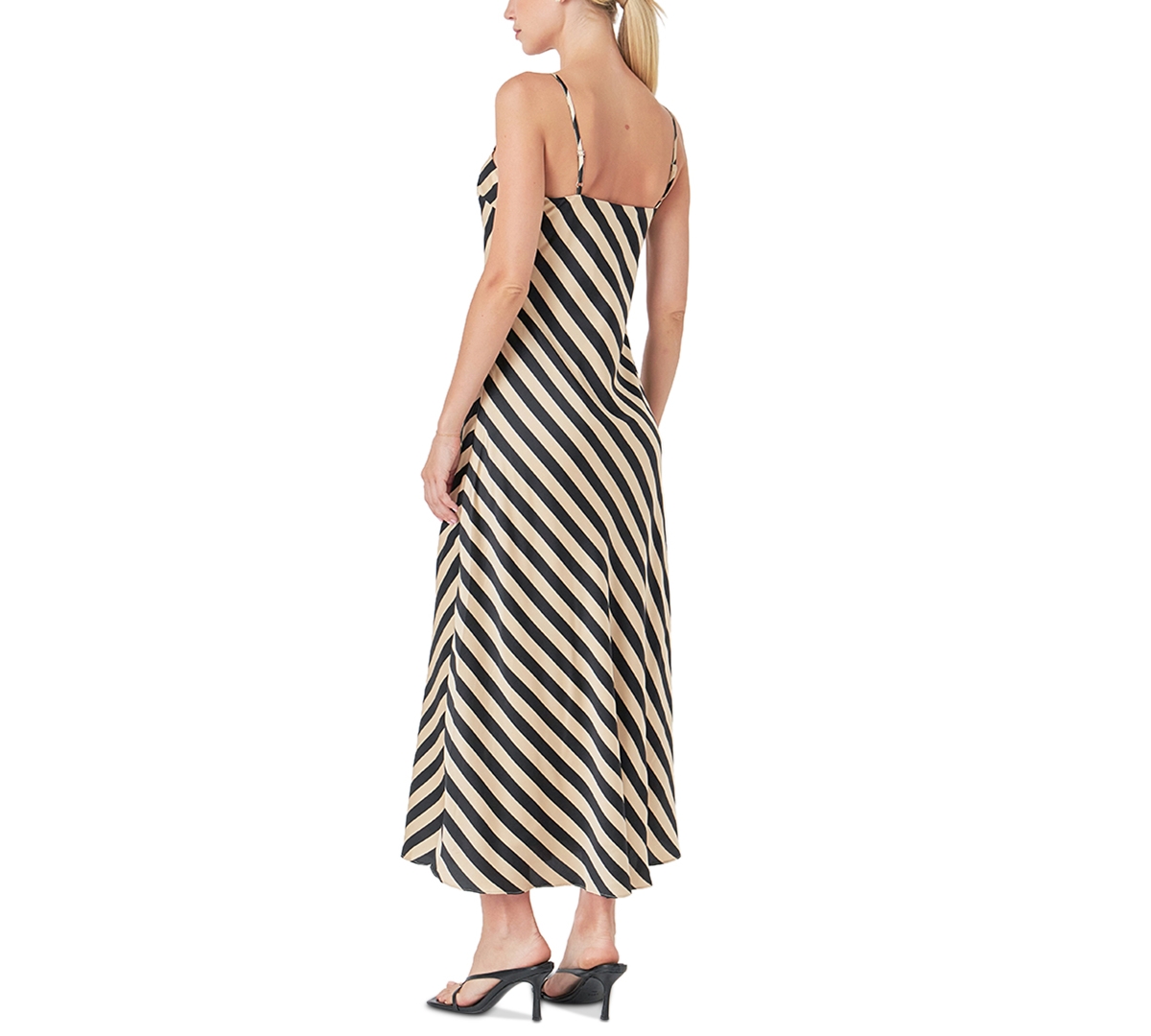 endless rose Women's Striped Sleeveless Maxi Dress -blac