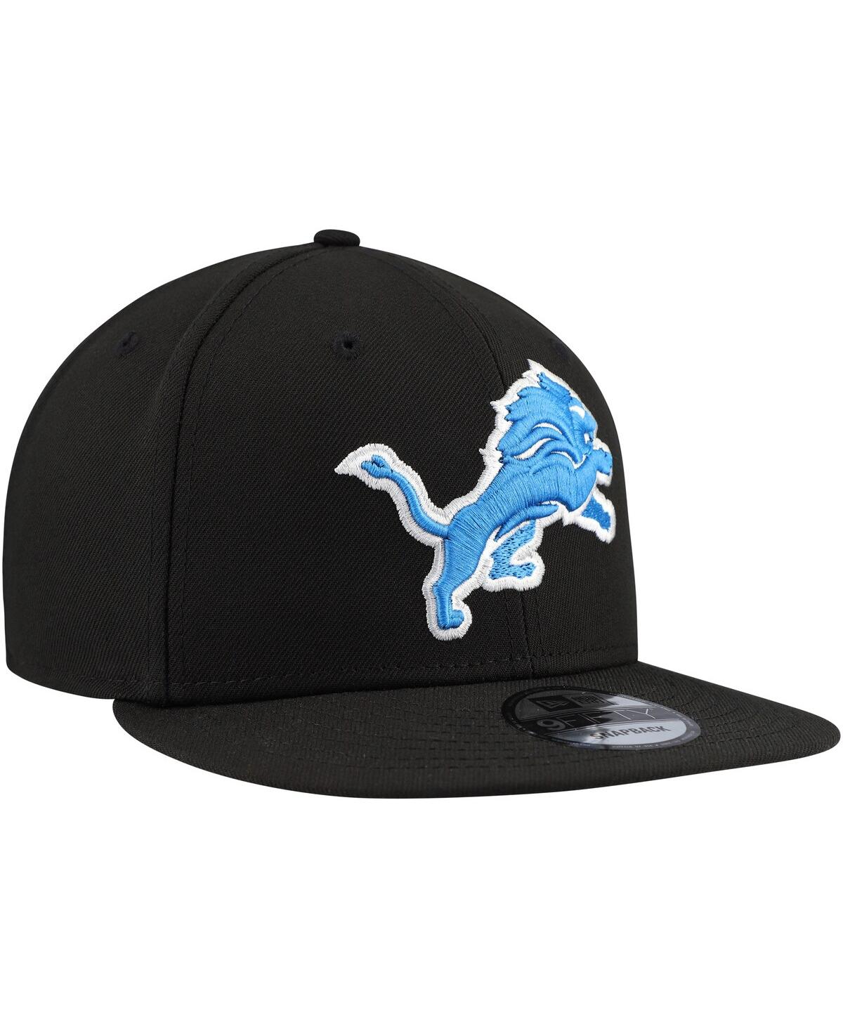 New Era Men's Black Detroit Lions Basic 9fifty Snapback Hat In Black