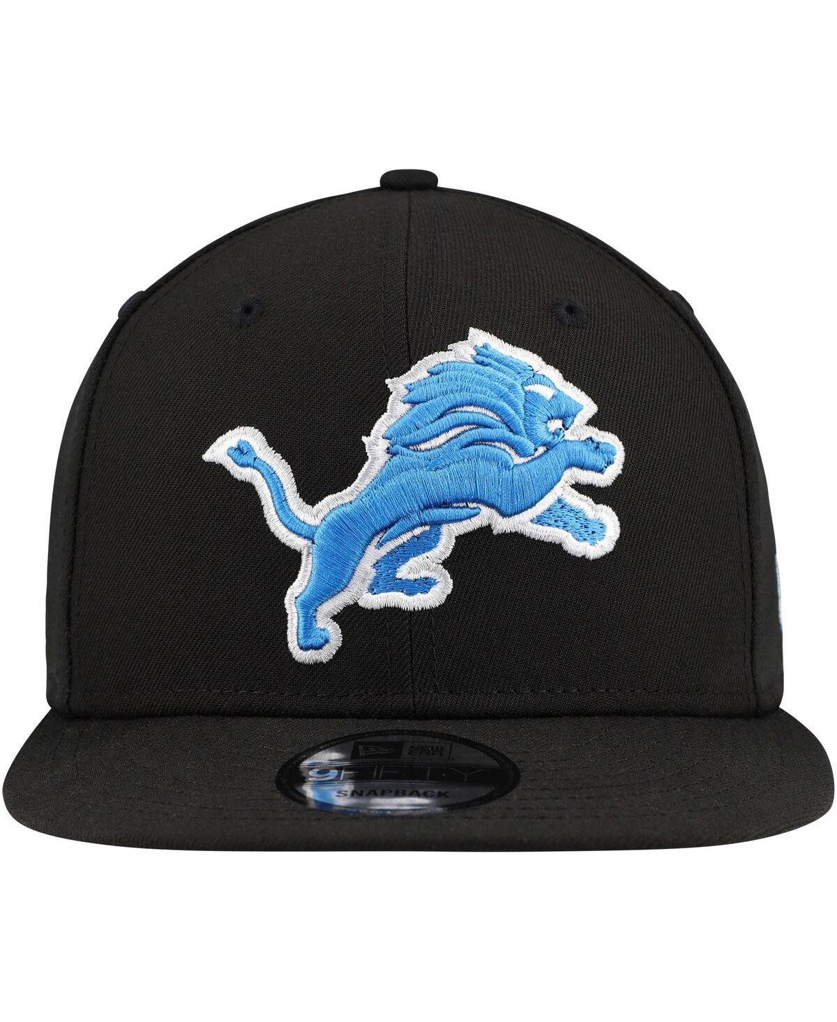 New Era Men's Black Detroit Lions Basic 9fifty Snapback Hat In Black