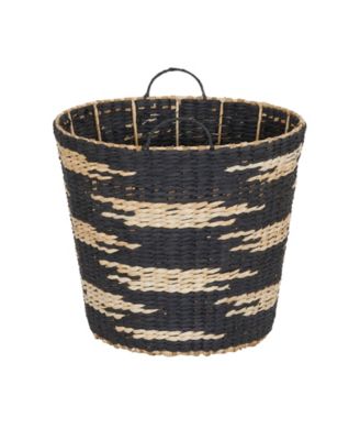 Tapered Woven Basket, Large Decorative Basket with Handles
