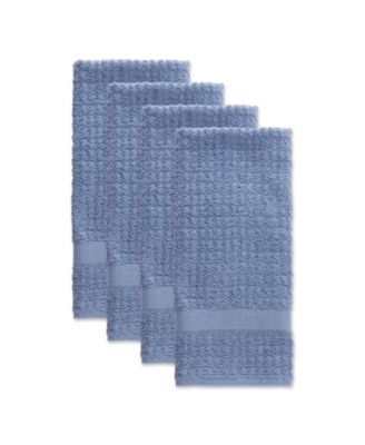 Basic Terry Collection Waffle Dishtowel Set, 15x26", Solid Stonewash Blue, 4 Piece