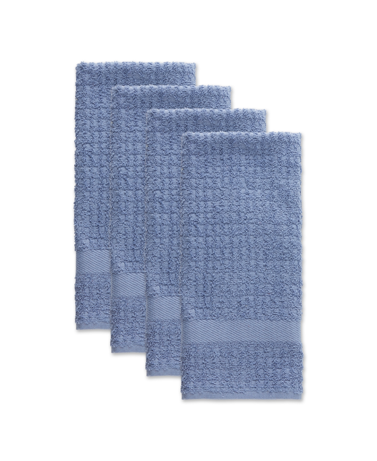 Design Imports Basic Terry Collection Waffle Dishtowel Set, 15x26", Solid Stonewash Blue, 4 Piece In Stonewash