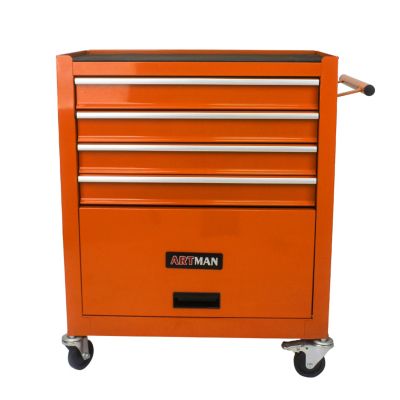  4 Drawers Multifunctional Tool Cart With Wheels-Orange