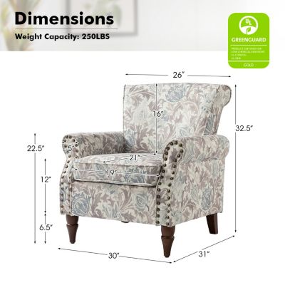 Avelina Wooden Armchair with Nailhead Trim