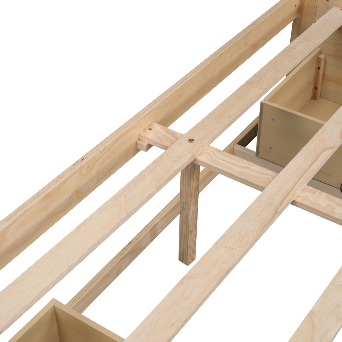 Streamdale Furniture Size Platform Bed With 6 Storage Drawers, Antique White