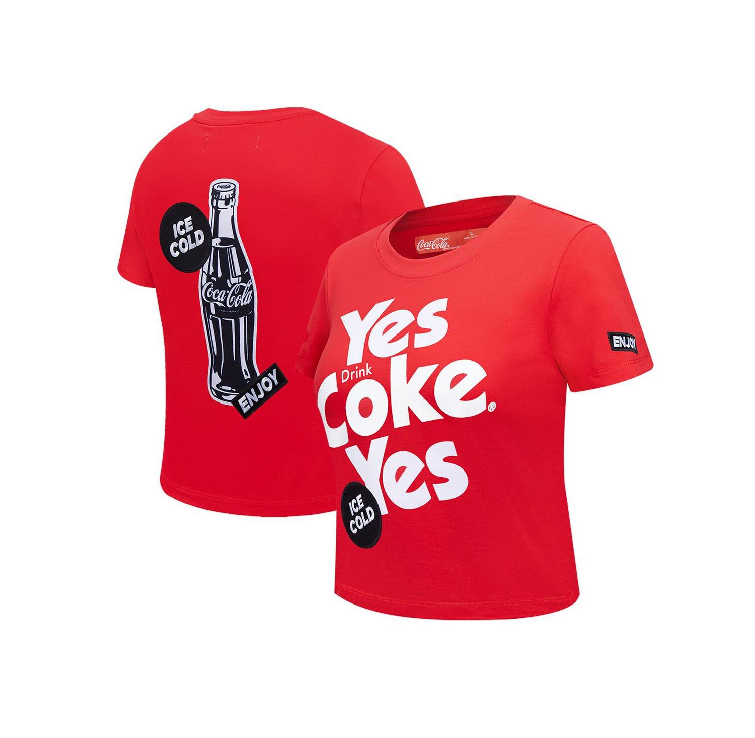 Women's Red Coca-Cola Yes Coke Yes Baby Doll Cropped T-Shirt