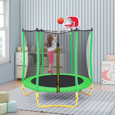 Streamdale 65" Mini Toddler Trampoline with Enclosure and Basketball Hoop