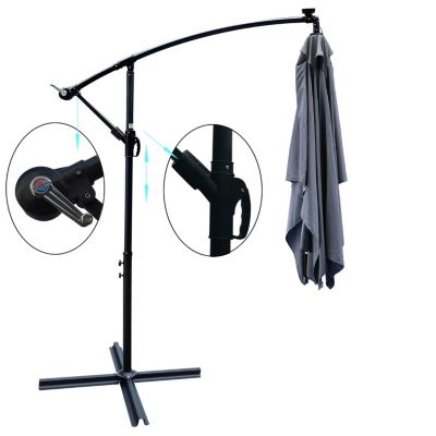 Streamdale Solar Powered LED Patio Umbrella, 8 Ribs, Crank and Cross Base