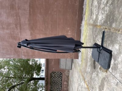 Streamdale Solar Powered LED Patio Umbrella, 8 Ribs, Crank and Cross Base