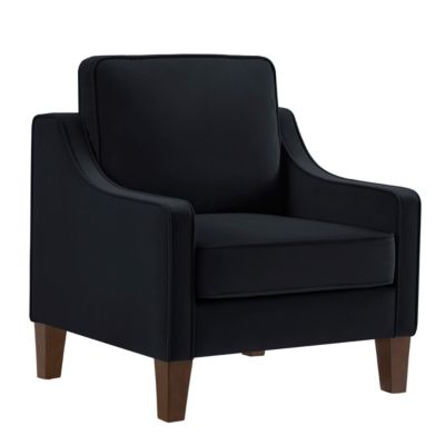 Simplie Fun Black Velvet Accent Chair with Wooden Legs