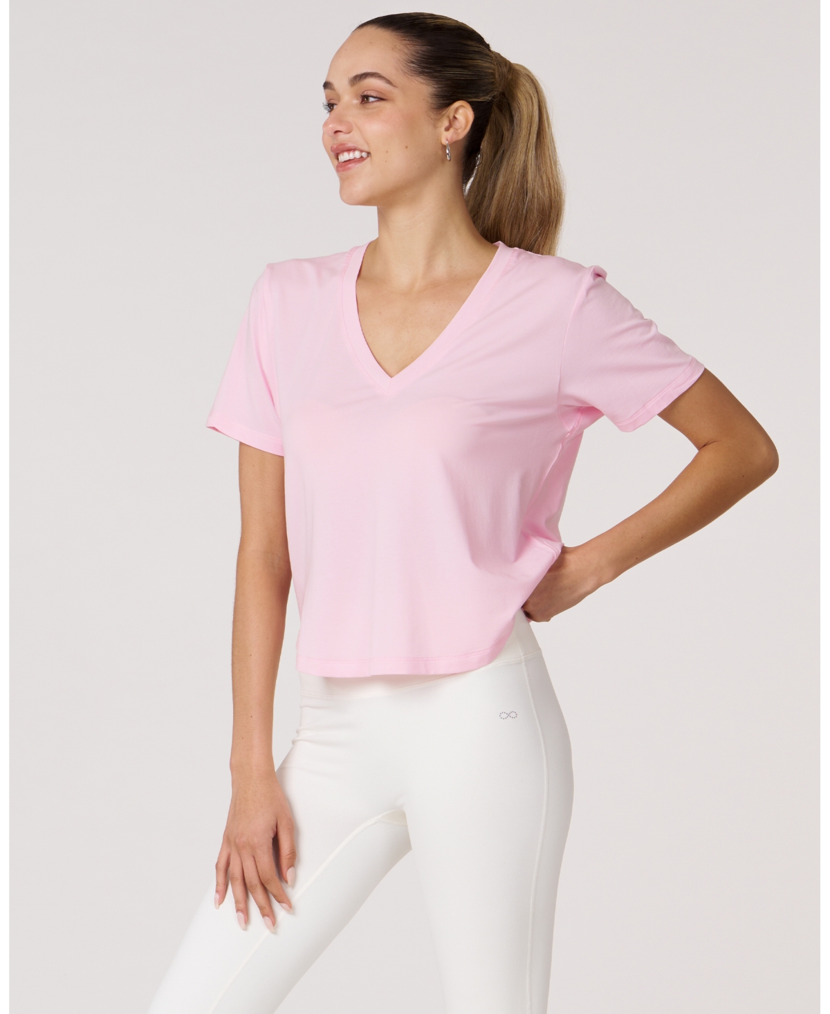 Rebody Active Women's Rebody Essentials V Neck Short Sleeve Top For Women