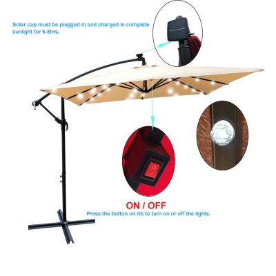 Streamdale Solar Powered LED Patio Umbrella with Crank & Base