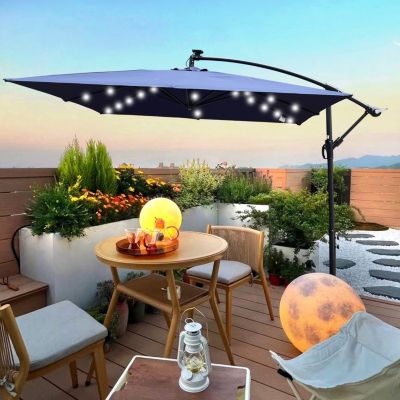 Streamdale Solar Powered LED Patio Umbrella with Crank & Base