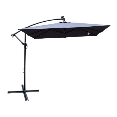 Streamdale Solar Powered LED Patio Umbrella with Crank & Base