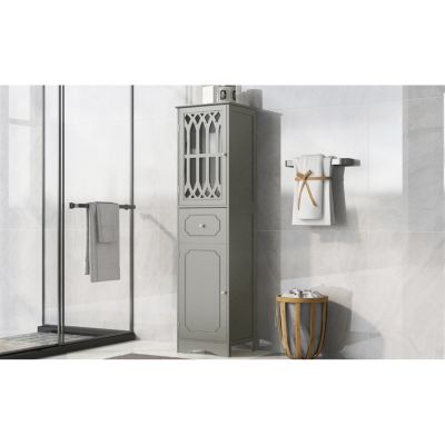 Grey Tall Bathroom Storage Cabinet