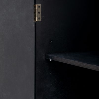 Minimalist Curved Sideboard with Gold Handles and Dividers