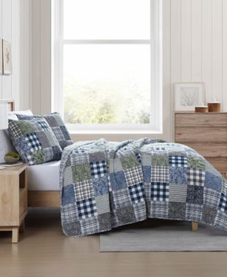 Cozy Plaid Patchwork Reversible 3 Piece Quilt Set, King