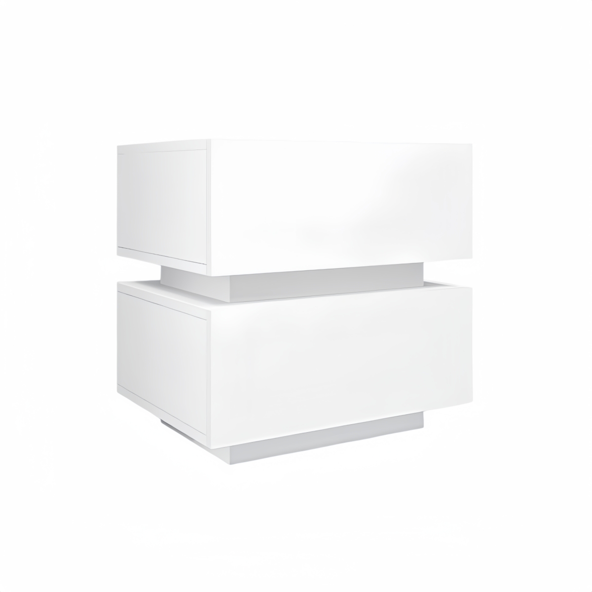 Streamdale FurnitureColor High Glossy 2 Drawers Bedside Table With Rgb Led Light Nightstand With Bluetooth Control - White