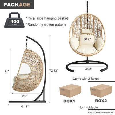 Streamdale New Comming Outdoor Indoor PE Wicker Swing Egg Chair Natural Color