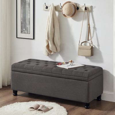 Linen Storage with Wooden Legs Bed Bench