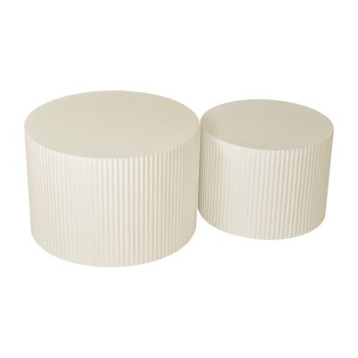 Beige Wave Stripe Nesting Coffee Table Set (2)