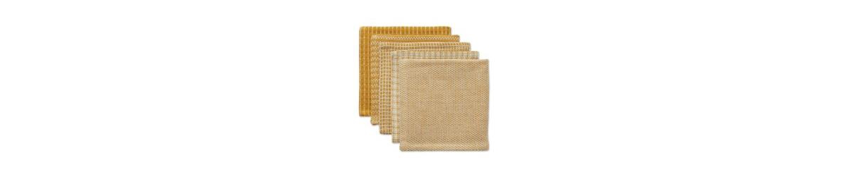 Everyday Kitchen Collection Assorted Dishcloth Set, 12x12", Honey Gold, 5 Count - Honey Gold