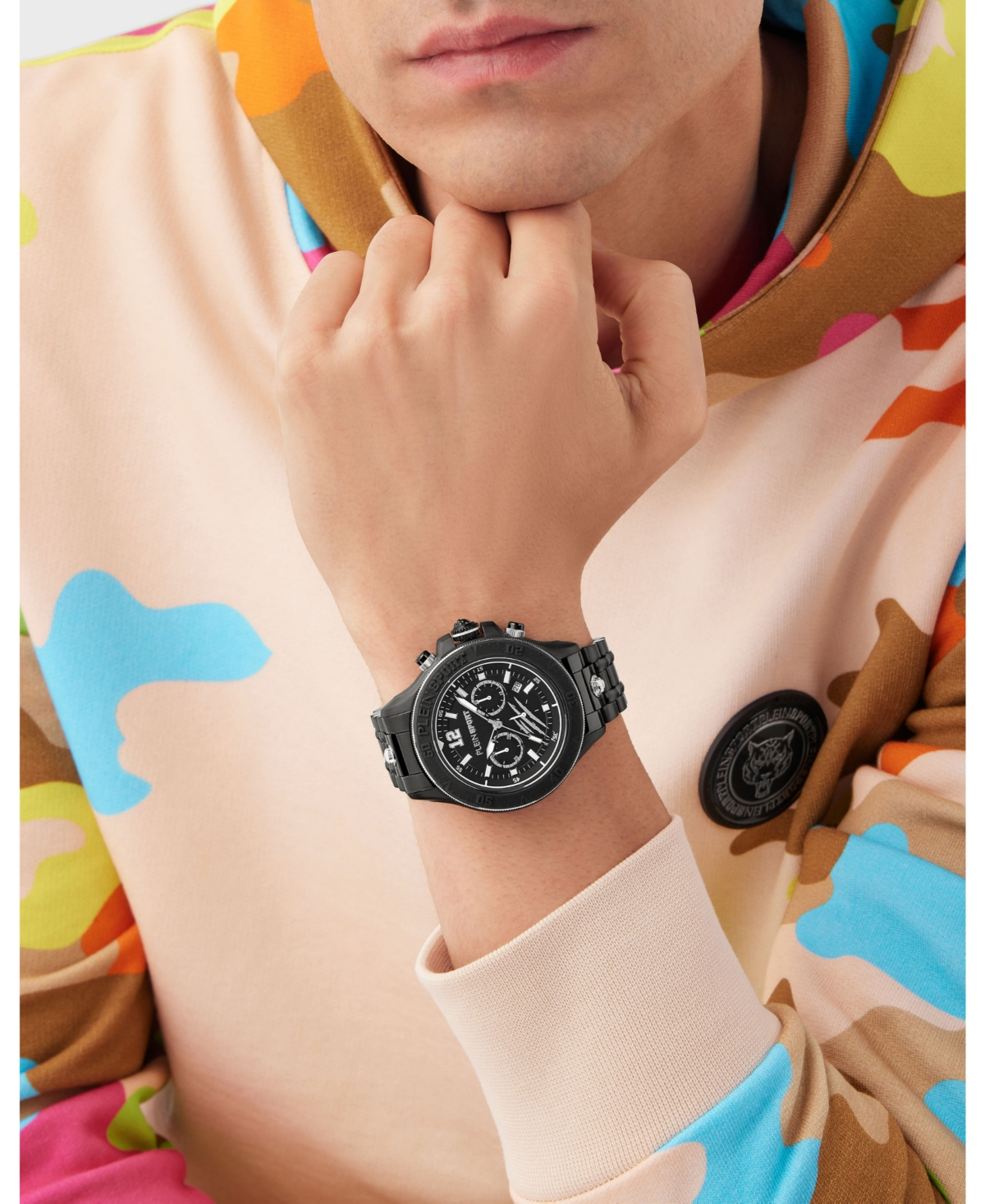 Plein Sport Men's Warrior Tech Chronograph Date QuartzStainless Steel 47.5MM - Black