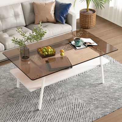  Modern Brown Glass Coffee Table