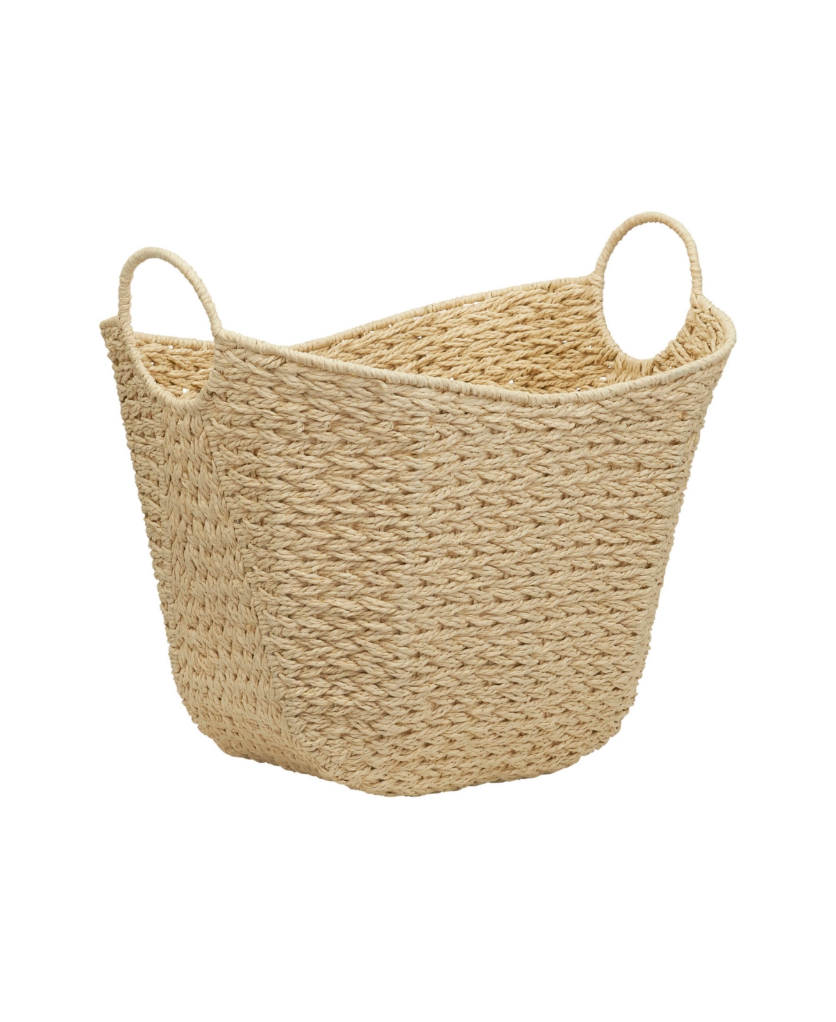 Paper Rope Basket with Handles - Cream