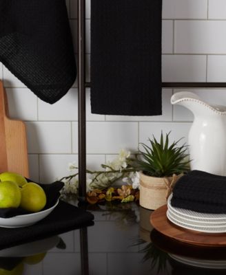 Cotton Kitchen Collection Dishtowel Set, 18x26", Black, 6 Piece