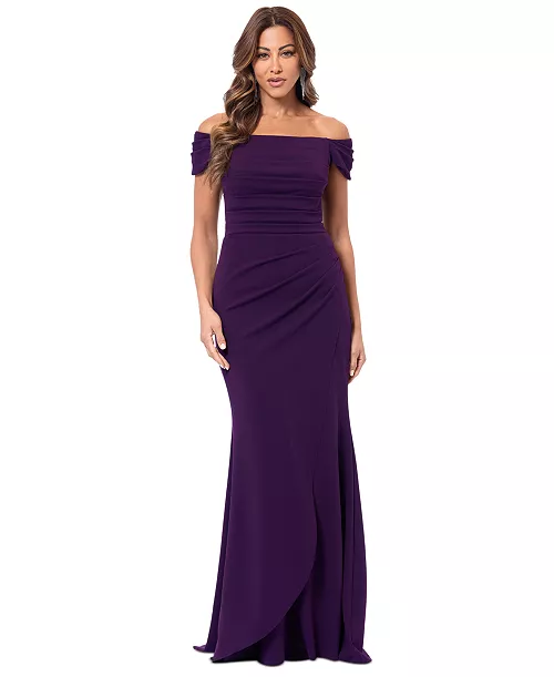 women's ruched off-the-shoulder long dress