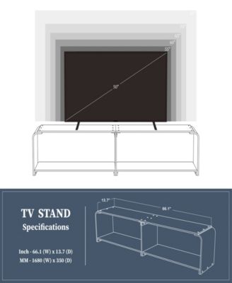 Fox Hill Trading Richard 71" W x 13.8" D x 16" H Two-Tier Acrylic TV Stand
