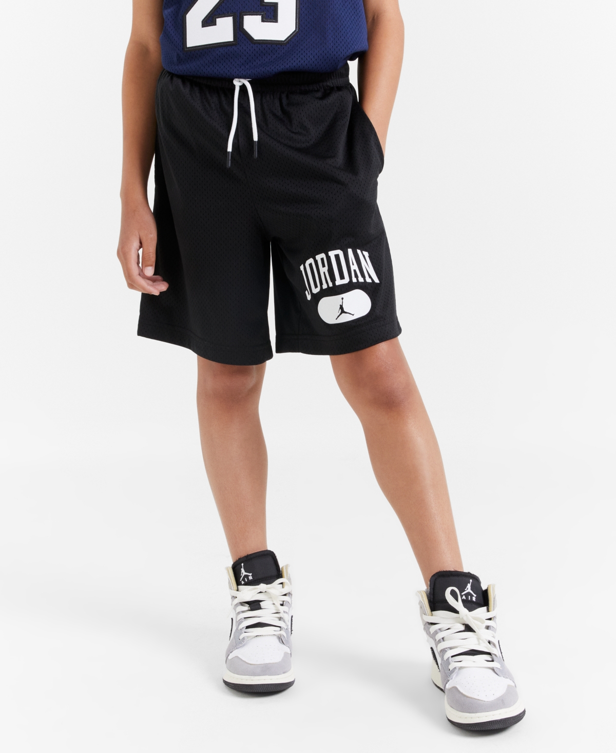 Jordan Big Boys Mesh Logo Shorts In Black