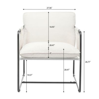 Streamdale White Upholstered Hanging Armchair with Arm Pocket