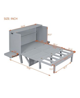  Gray Murphy Bed with USB Port and Shelves