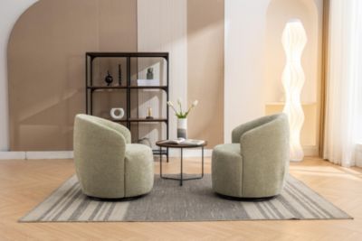 Swivel Accent Armchair in Light Green Chenille Fabric
