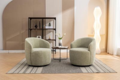Streamdale Swivel Accent Armchair in Light Green Chenille Fabric