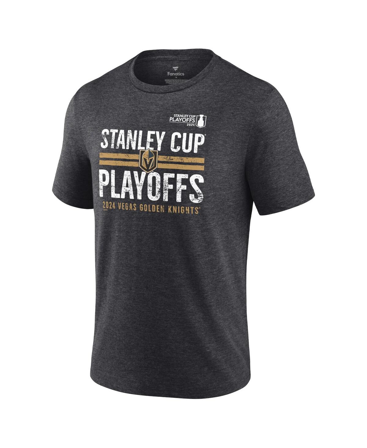 Fanatics Men'sVegas Golden Knights 2024 Stanley Cup Playoffs Crossbar Tri-Blend T-Shirt - Heather Charcoal