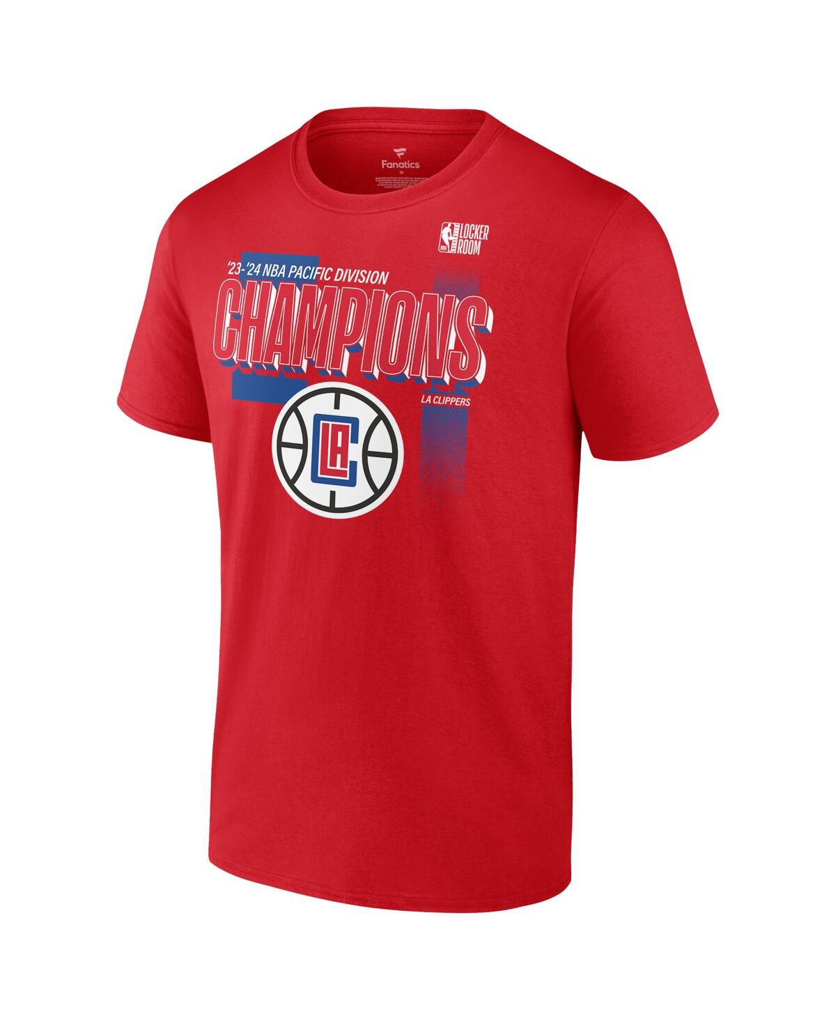 Fanatics Men'sLa Clippers 2024 Pacific Division Champions Locker Room T-Shirt - Red