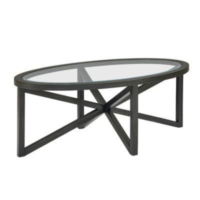 Tempered Glass with Wood Base Modern Design Coffee Table