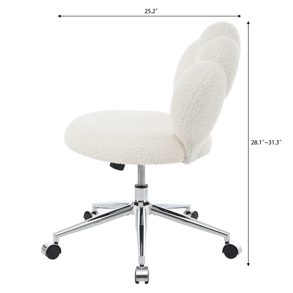 360 Swivel Height Adjustable, Swivel Chair, Teddy Fabric, Home Office Chair