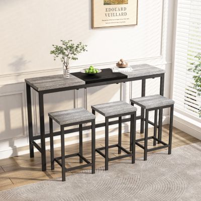 Streamdale Modern Grey and Black Dining Set with Hanging Stools