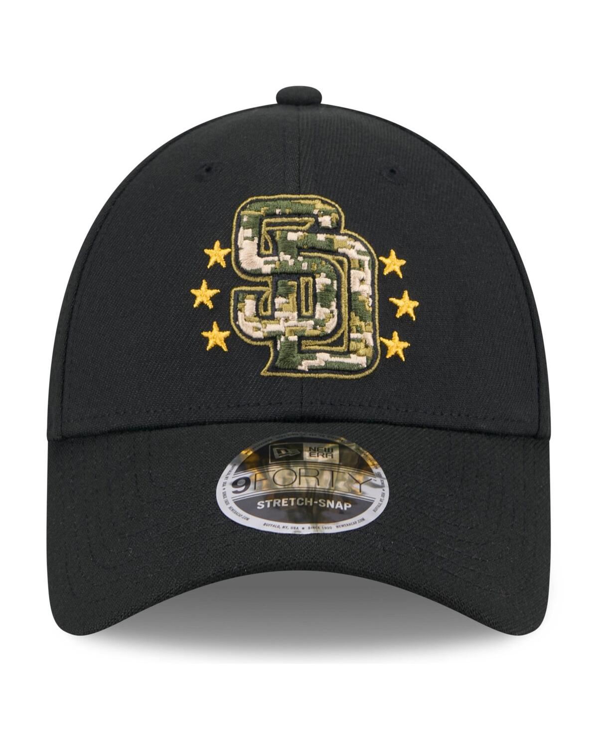 New Era Men'sSan Diego Padres 2024 Armed Forces Day 9FORTY Adjustable Hat - Black