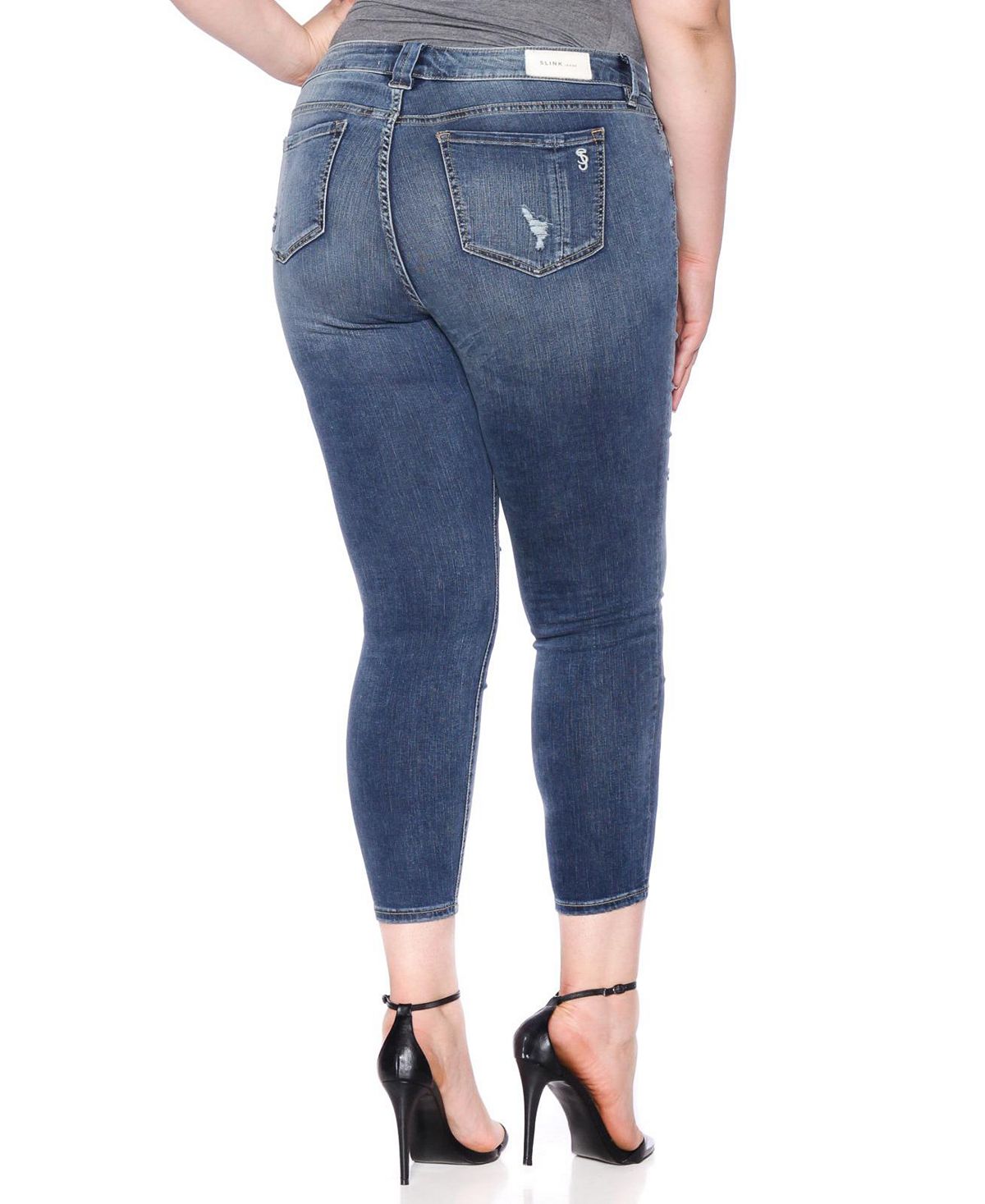 Slink Jeans Plus Size Mid Rise Ankle Skinny Jeans view 3 — MAYCSS fashion products