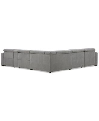 Nevio 6-Pc. Fabric Power Headrest Sectional with Chaise & Console and 2 Power Motion Chairs