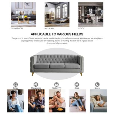 Modern Velvet Sofa with Metal Legs