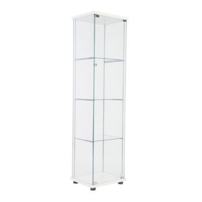 One Door Glass Cabinet Glass Display Cabinet With 4 Shelves